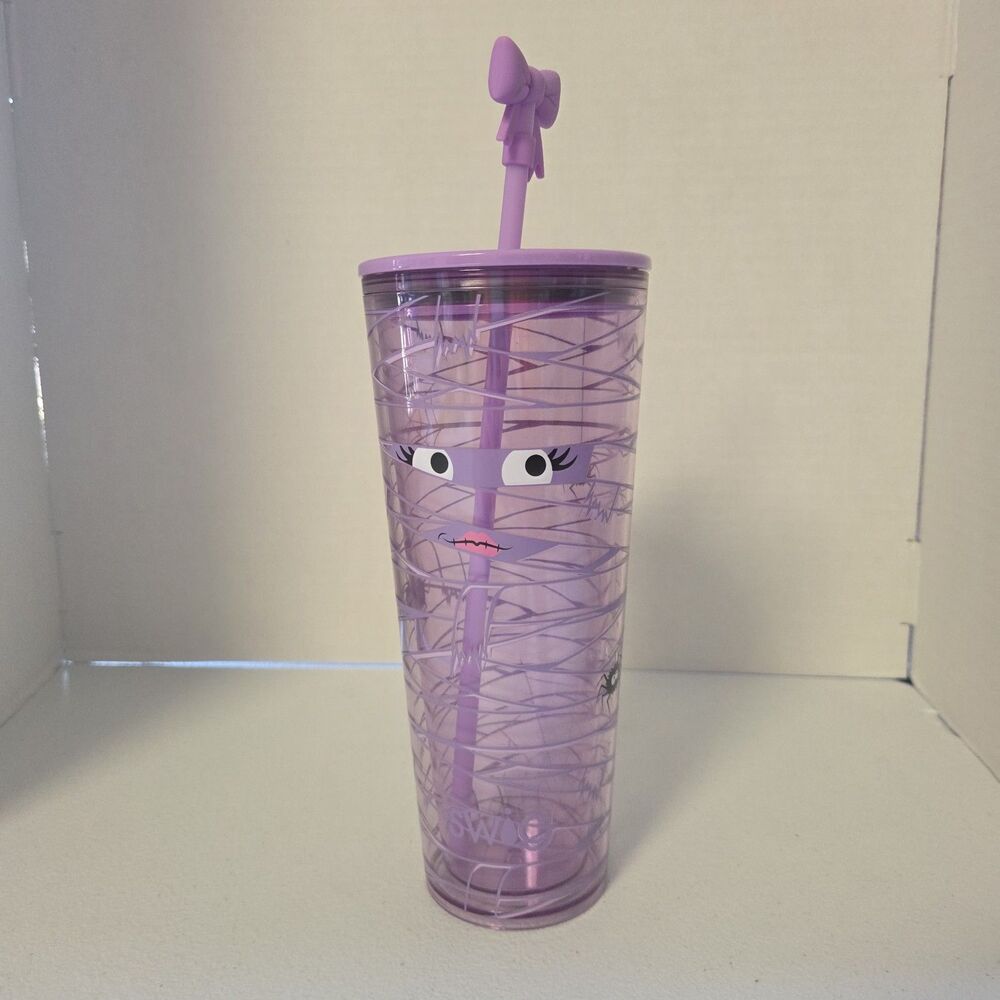 Swig Life 24oz Halloween Cup Boo Crew Mummy Plastic Tumbler Purple